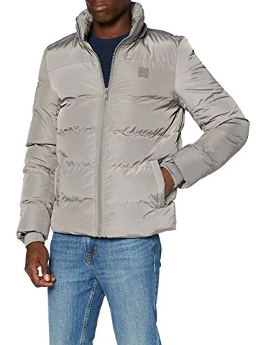 Men's Hooded Puffer Jacket, Asphalt, M