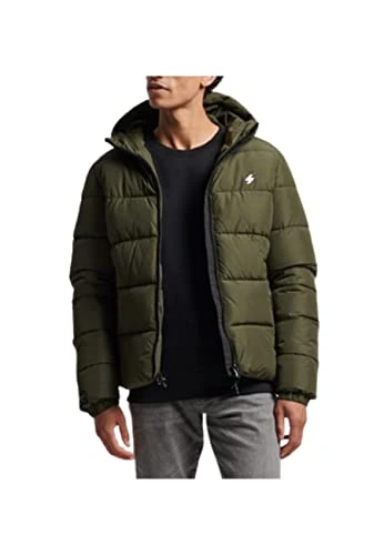 Men's Hooded Sports Puffer A4-Padded, Dark Moss, M