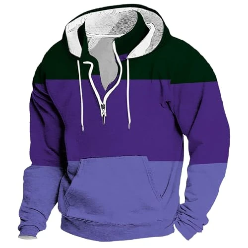 Men's Hooded Sweatshirt Pullover Crew Neck Warm Casual Cotton Drawstring Hoodie Men's Pullover Long Sleeve Hoodie Comfortable Fit for Everyday and Sports, blue, S