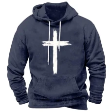 Men's Hoodie Sweat Jacket Hoodie Sweatshirt Classic Colour Matching Hoody Men's Pullover Long Sleeve Hoodie Plain Sweatshirt Hoodie Kangaroo Pocket, navy, M