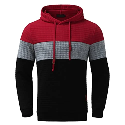 Men's Hoodies Novelty Color Block Sweatshirts Smart Casual Tops Slim Fit Pullover Sweaters Stretch Sports Sweater Classic Drawstring Hooded Sweatshirt Round Neck T-Shirt Comfort Outdoor Jackets XXXXL
