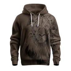 Men's Hoodies Plus Size 3D Animal Lion Print Lightweight Hoodie Mens Fashion Plain Sweatshirts for Men UK Fall Winter Mens Tops Casual Smart Outdoor Tracksuits(A1-Brown,XL)