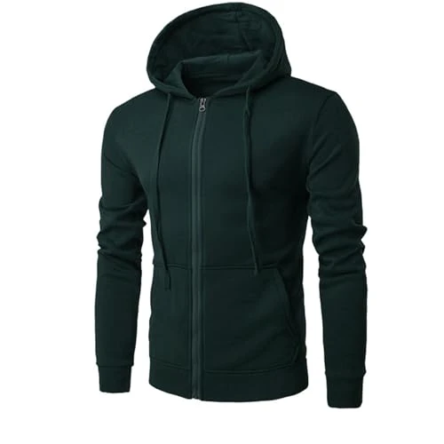 Mens Hoodies UK Clearance, Lightweight Men Full Zipper Plain Hoodie With Pockets Crew Neck Hoodie Long Sleeve Sweatshirts Hoodies For Men Plain Sweatshirt Relaxed Fit Jacket Classic Daily Street