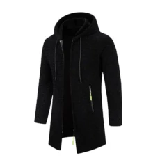 Men's Hoodies Winter Warm Zip Up Hoodies for Men Jumper Jacket Casual Long Hem Lightweight Hoodie Sweatshirt with Pockets Long Sleeve Work Pullover Sportswear(Black,L)