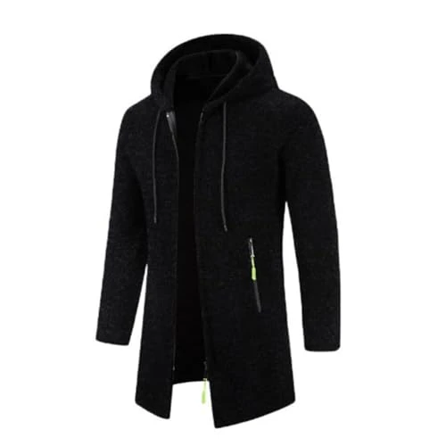 Men's Hoodies Winter Warm Zip Up Hoodies for Men Jumper Jacket Casual Long Hem Lightweight Hoodie Sweatshirt with Pockets Long Sleeve Work Pullover Sportswear(Black,L)