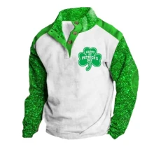 Men's Hoodless Sweatshirt St. Day T-Shirt Round Neck Oversized Sweatshirt Long Sleeve Gilets Heavyweight Sports Jackets V-Neck Banded Collar Sweaters Comfort Winter Blouse Athletic Pullover Shirts
