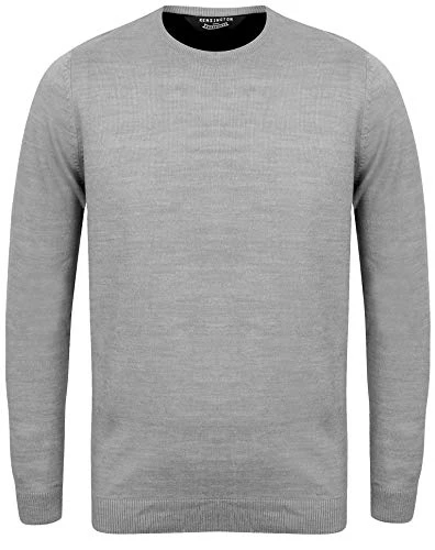 Men's Houston Plain Crew Neck Knitted Jumper - Light Grey Marl - XL