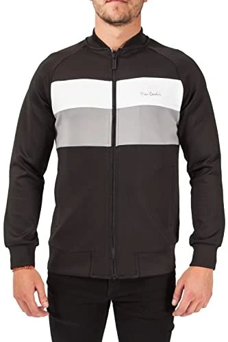 Mens Hudson Soft Touch Poly Tri Colour Design Bomber Jacket with Chest Embroidery