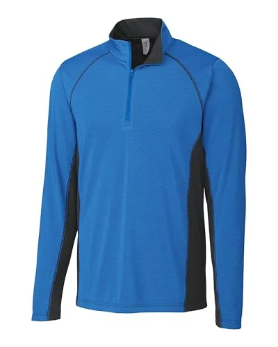 Men's Ice Pique Colorblock Half Zip Tech Pullover Sweater, Royal Blue, M