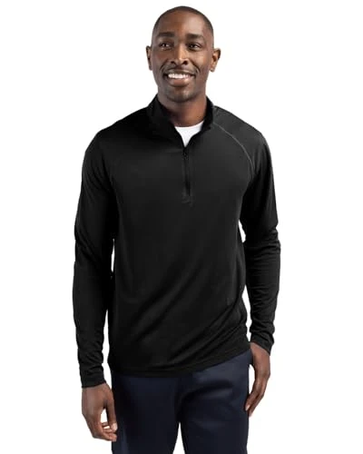 Men's Ice Pique Half Zip Tech Pullover Sweater, Black, M