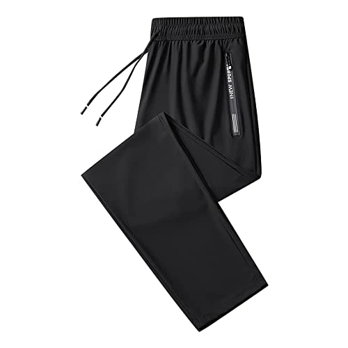 Men's Ice Silk Sports Trousers, Jogging Bottoms for Men, Ultra Stretch, Quick-Drying Trousers, Cotto