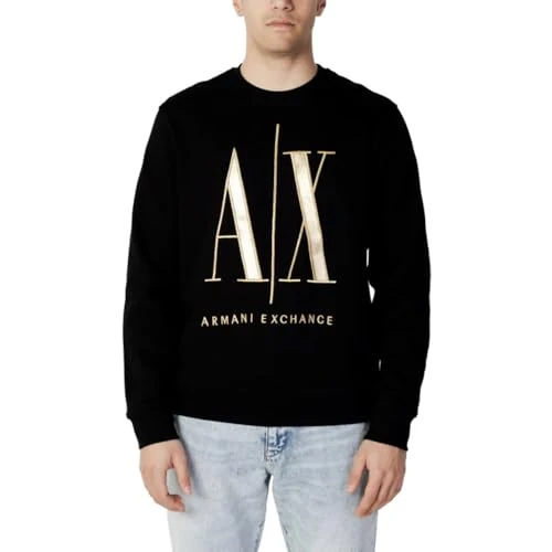 Men's Icon, Maxi Front Logo, Crew Neck Sweatshirt, Black, M