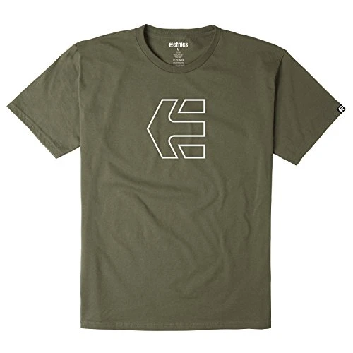 Men's Icon Outline Short Sleeve T-Shirt, Green (Military), Medium