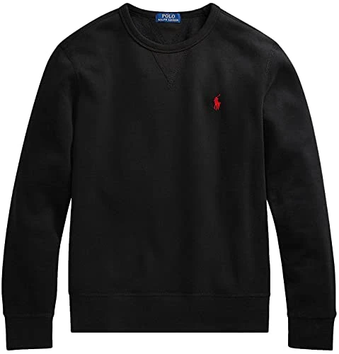 Mens Iconic Crew-Neck Fleece Sweatshirt, (Fall/Winter 2021) Polo Black, XL