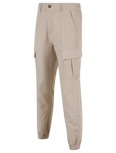 Men's Idas Linen Cotton Comfort Fit Elasticated Waist Cargo Trousers