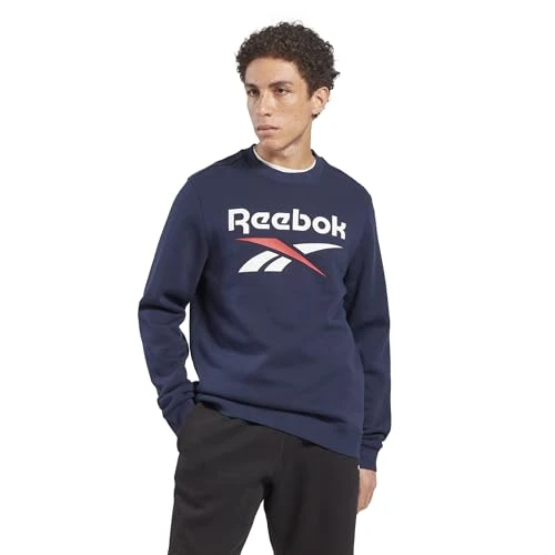 Men's Identity Fleece Stacked Logo Long Sleeve Graphic Sweatshirt, Vector Navy, XXL