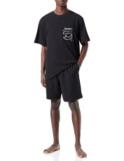 Men's Ikonik 2.0 Pkt Short Pj Set Pyjama, Black, L Men's Ikonik 2.0 Pkt Short Pj Set Pyjama, Black, L