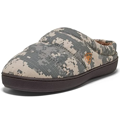 Men's Indoor/Outdoor Warm Comfortable Crius Clog Slippers with Sherpa Lining, Sage Digi Camo, 9 UK