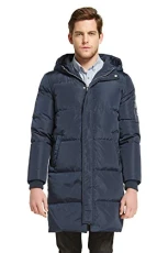 Men's Insulated Down Jacket Quilted Puffer Jacket Winter Padded Coat Long Jacket for Men Navy M