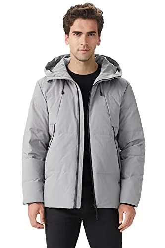Men's Insulated Warm Hooded Down Jacket Winter Coat Short Bomber Puffer Jacket Cloudburst XL