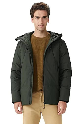 Men's Insulated Warm Hooded Down Jacket Winter Coat Short Bomber Puffer Jacket Deep Depths XXL