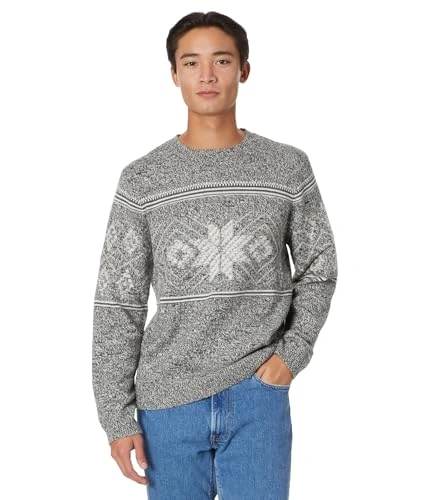 Men's Intarsia Crew Neck Sweater, Charcoal Combo, Large