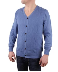 Men's Jacket Hampton River Cardigan Cashmere (Medium, Blue)