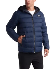 Men's Jacket – Lightweight Hooded Quilted Puffer Coat – Warm Insulated Winter Jacket for Men (M-XXL), Vector Navy, Large