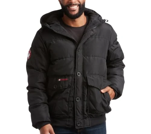 Men's Jacket – Lightweight Puffer Jacket – Casual Coat for Men (M-XXL), Black, Large