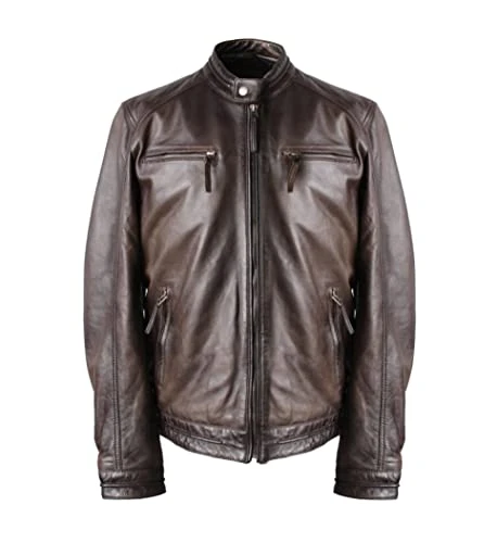 Men's jacket - Men's leather jacket - Men's leather jacket - Men's leather jacket - Men's casual jacket - Men's leather jacket, brown, M