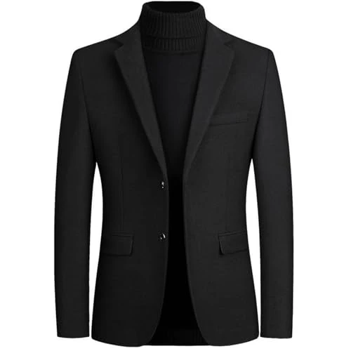 Men's Jacket Suit Business Casual Jacket Solid Color Blazers with Pocket Black XXL