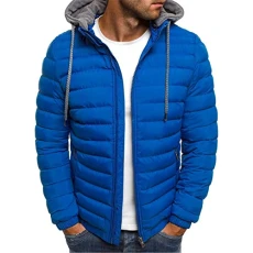 Mens Jacket UK Clearance Warm Padded Jackets Plain Hooded Puffer Jacket Mens Fleece Zipped Pockets Tracksuit Tops Lightweight Quilted Jacket Outwear Travelling Walking Riding Running,Blue