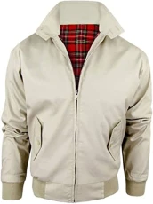 Mens Jackets Harrington Jackets Men Bomber Jacket Men Jackets For Men Classic Mens Bomber Jacket Tartan Lined Mens Jackets Smart Casual Men's Harrington Jackets-Beige-S