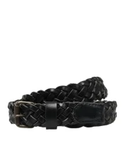 Men's Jacnate Braided Leather Belt, Black, 90