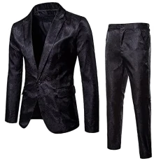 Men's Jacquard Suit Set Paisley Floral Slim Fit Suit Jacket Tuxedo Pants 2 Piece Flowers Suit Business Wedding Suits Christmas Carnival Birthday Party Men Groom Best Man Blazer Black