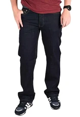Men's Jeans Bootcut Straight Leg Bottom Button Fly Regular Fit Denim Pants Rinse Wash 48W / 32L
