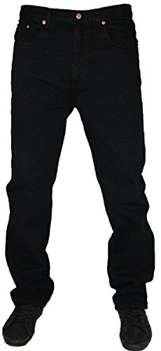 Mens Jeans Hard Wearing Heavy Duty Aztec Casual Denim Trouser Inside Leg 31 Inches (42, Black)