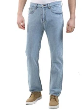 Mens Jeans Original Cotton Plain Straight Leg Denim Boys Casual Classic Fit Pocket Pants