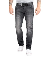 Men's Jeans Regular Fit Stretch Jeans Men's Trousers Denim Trousers Men's Trousers Straight Cut Stonewashed RC-2158 Grey W38 L38, Rc-2158-grey, 38 W/38 L