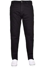 Mens Jeans Straight Leg Denim Pants Zip Fly Classic Fit Trousers Black 32L