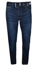 Mens Jeans Straight Leg Denim Pants Zip Fly Trouser with Multi Pockets Casual Bottom Dark Wash 30W / 32L