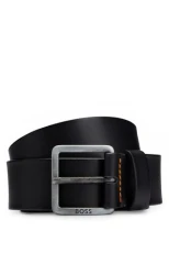 Mens Jeeko Sz40 Leather belt with logo and dark ruthenium hardware Mens Jeeko Sz40 Leather belt with logo and dark ruthenium hardware