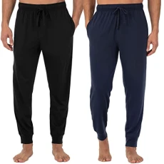 Men's Jersey Knit Jogger Sleep Pant (1 and 2 Packs) Pajama Bottom, Black/Navy, L UK Men's Jersey Knit Jogger Sleep Pant (1 and 2 Packs) Pajama Bottom, Black/Navy, L UK