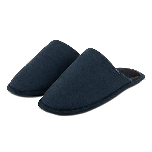 Mens Jersey Mule Slippers With Check Lining