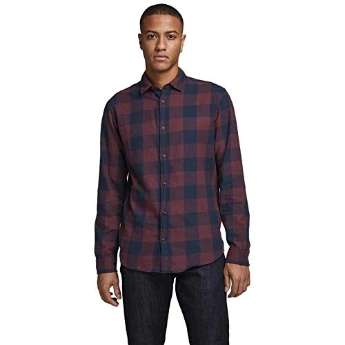 Men's Jjegingham Twill L/S Noos Shirt, Port Royale, L UK