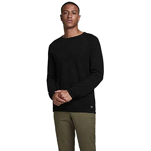 Men's Jjehill Knit Crew Neck Noos Sweater, Black, L