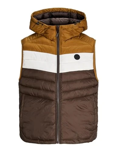 Men's Jjesprint Bodywarmer Hood Vest, Mulch/Detail:Monks Robe/Moonbeam Blocking, L