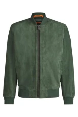 Mens Joflag Ribbed-Trim Bomber Jacket in Suede