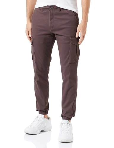 Mens Jogger Cotton Sweat Pants Slim Fit Cargo Trousers for Men UK - Brown -32W/32L