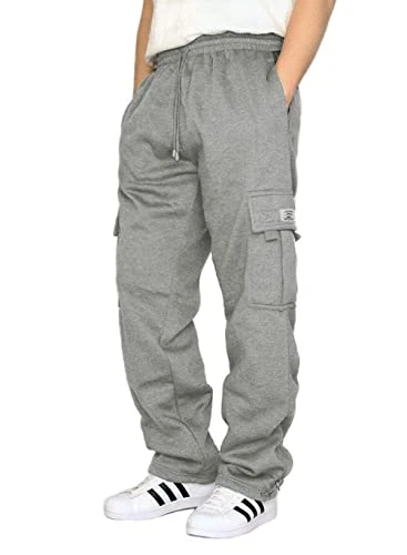 Mens Joggers Casual Cargo Work Trousers Cotton Sporty Sweatpants Drawstring Outdoor Pants with Pocke